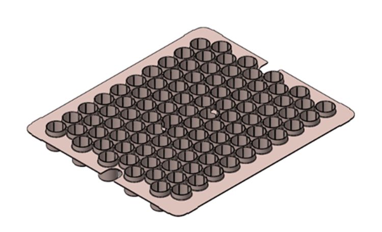 Figure 1: Schematic of the rack system for pharmaceutical vials for freeze-drying. Figure reprinted with modifications (from Reference 1)