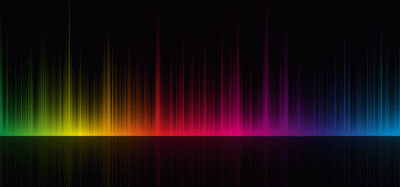 Black background with a rainbow spectrum on it - idea of Raman Spectrometry